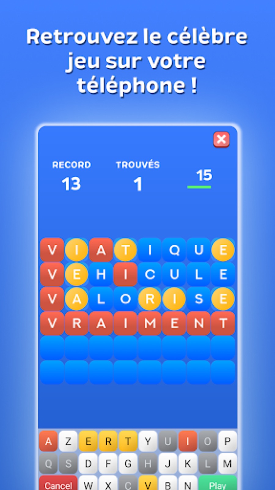 Couverture de Play Motus - Jeu de lettres